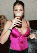 Gemma Atkinson with some nice cleavage in a pink corsage at Citi Bar in Dublin