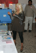 Christina Aguilera Huge Cleavage While voting in the California primaries