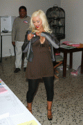 Christina Aguilera Huge Cleavage While voting in the California primaries