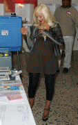 Christina Aguilera Huge Cleavage While voting in the California primaries